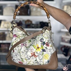 GUCCI FLORAL BAMBOO 2 WAY BAG
